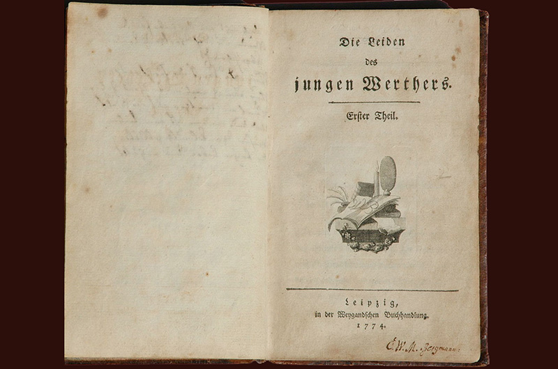 Tittelbladet i boka „Die Leiden des jungen Werther“ av Johann Wolfgang von Goethe .